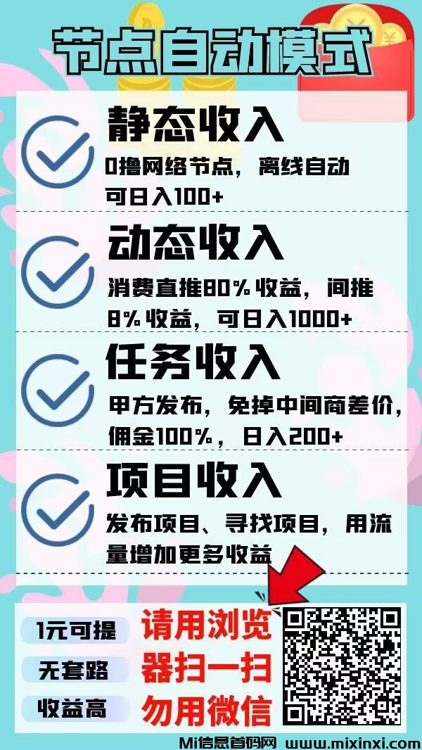 节点赚，挂机赚钱+新型广告引流平台-首码项目网