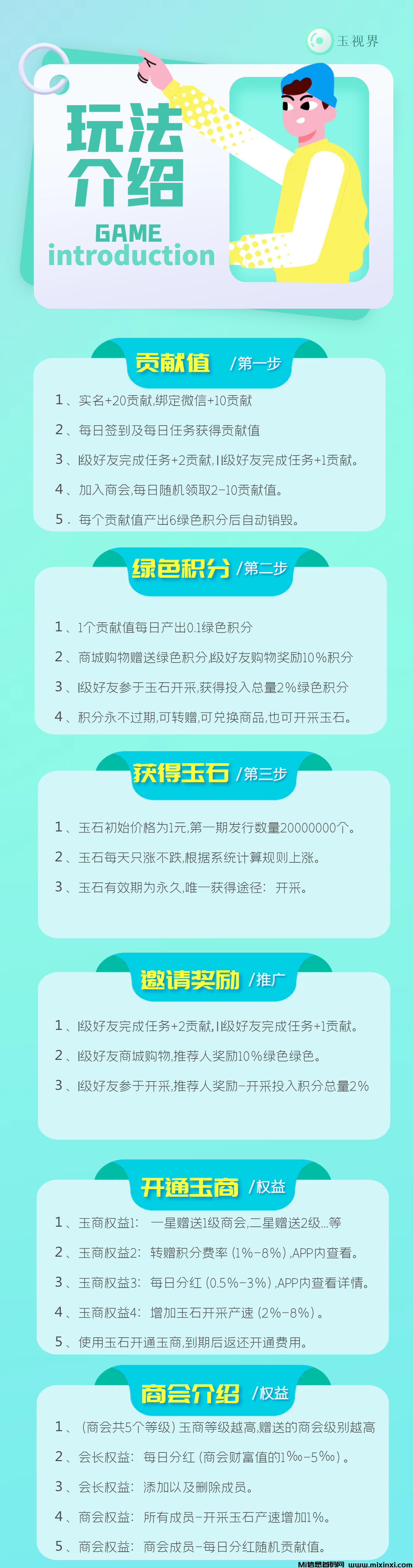 玉视界！零撸！每天5个广告,获得贡献值，贡献值越多，产出积分越多。-首码项目网